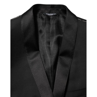 Dolce & Gabbana Black Wool GOLD 1 Button Men Suit Blazer