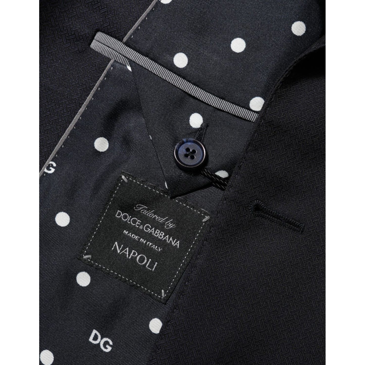 Dolce & Gabbana Black Wool NAPOLI 2 Button Men Suit Blazer