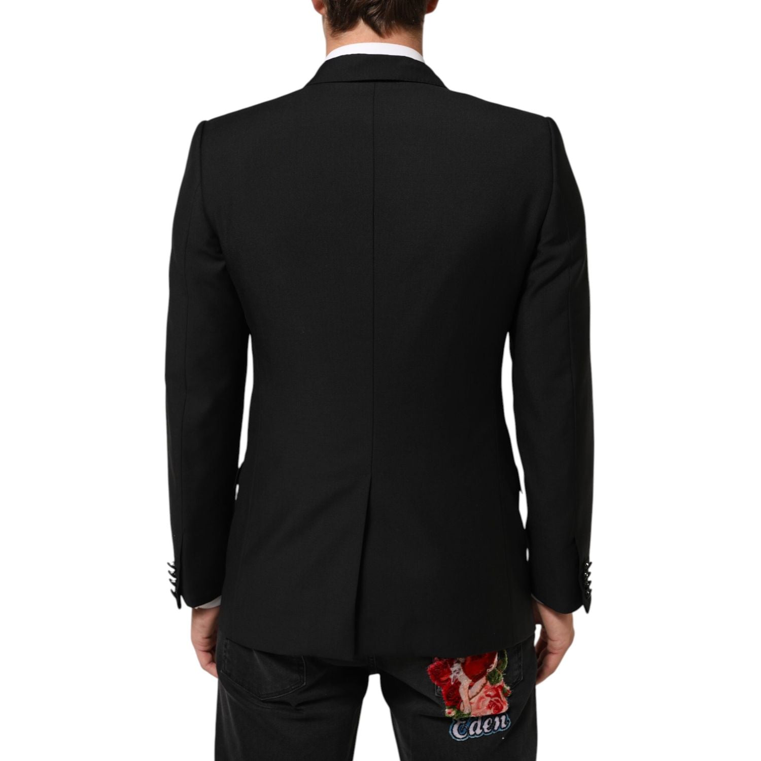Dolce & Gabbana Black Wool MARTINI 2 Button Men Suit Blazer