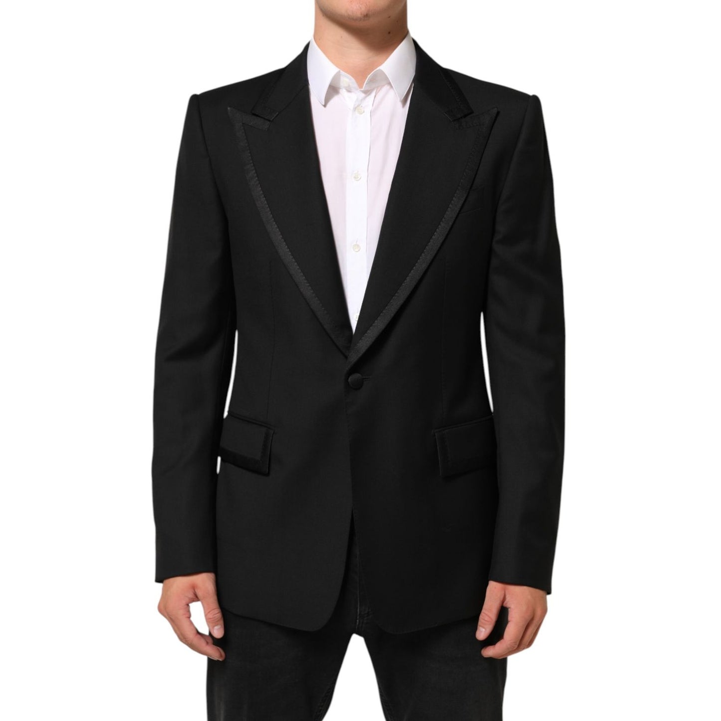 Dolce & Gabbana Black Wool 1 Button Suit Jacket Men Blazer