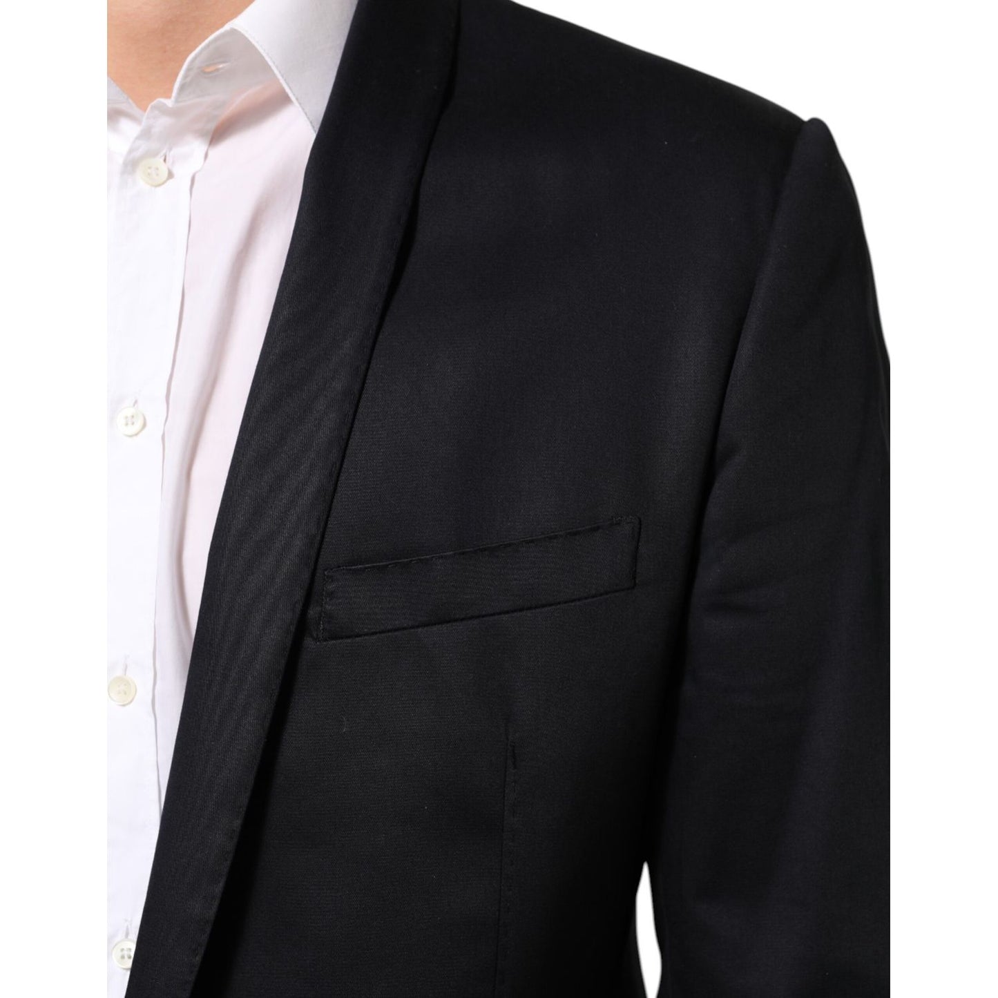 Dolce & Gabbana Black Cotton 1 Button Suit Jacket Blazer