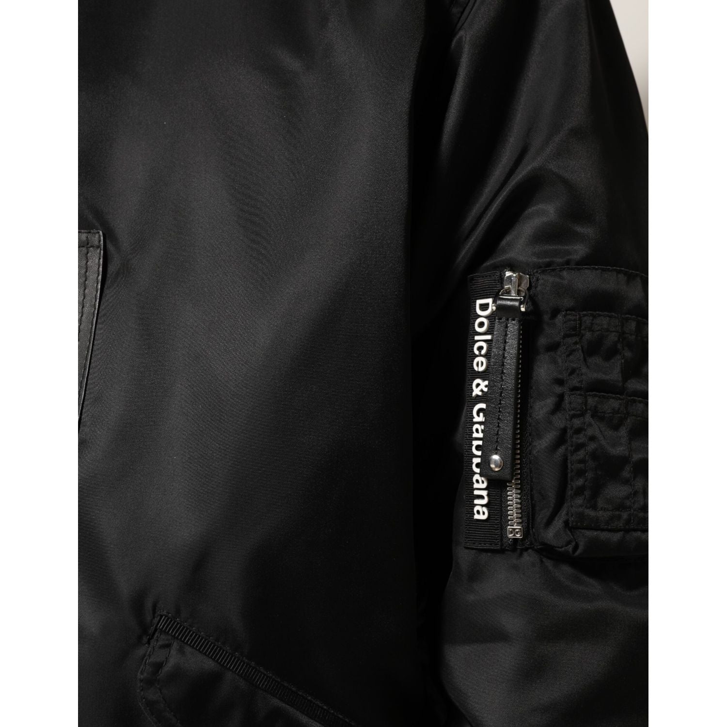 Dolce & Gabbana Black Cotton Hooded Full Zip Bomber Jacket