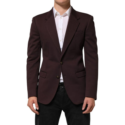 Dolce & Gabbana Maroon Cotton 2 Buttons Suit Jacket Blazer