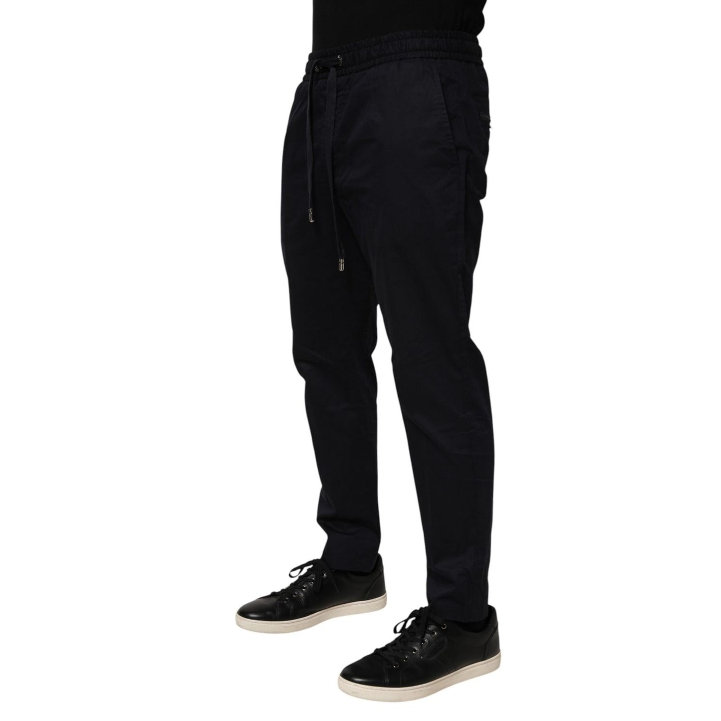 Dolce & Gabbana Black Mid Waist Drawstring Men Jogger Pants