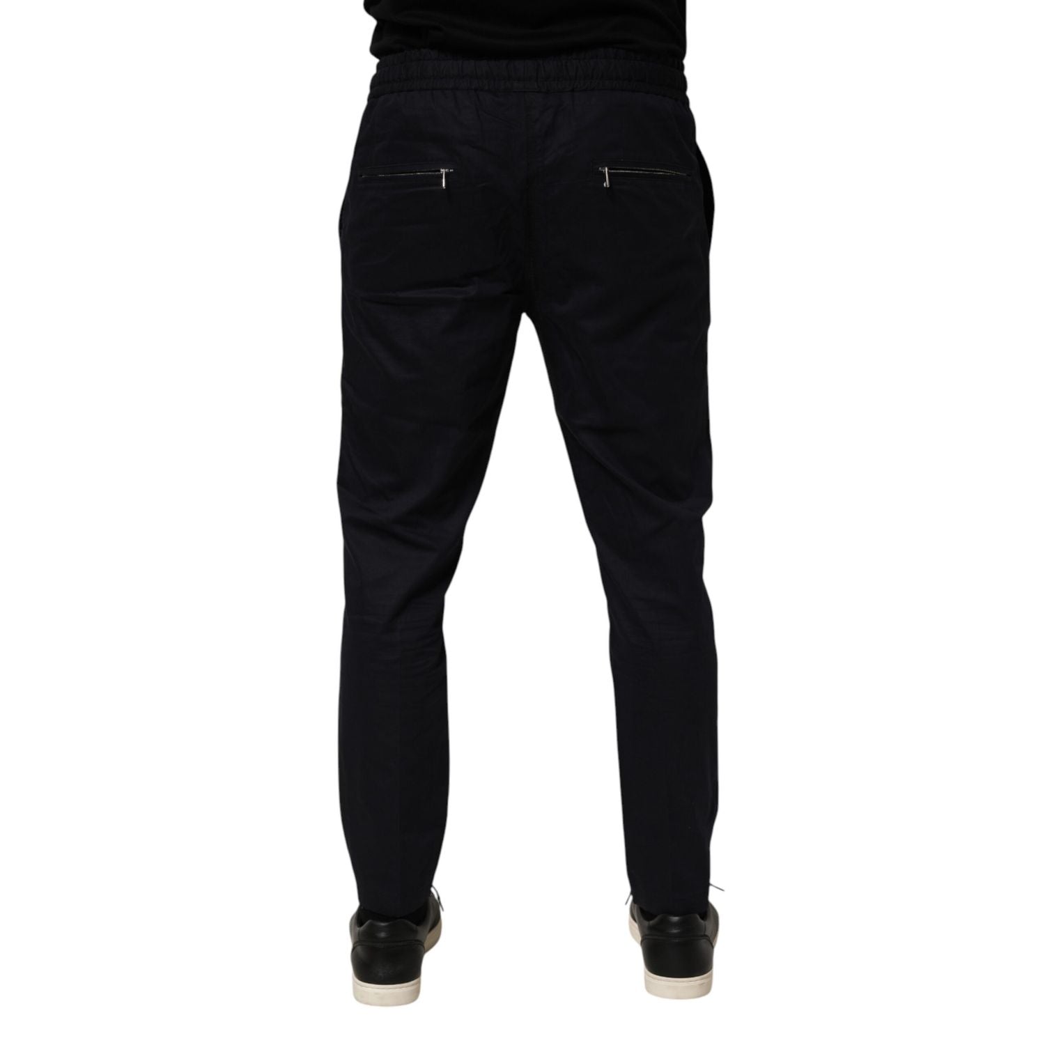 Dolce & Gabbana Black Mid Waist Drawstring Men Jogger Pants