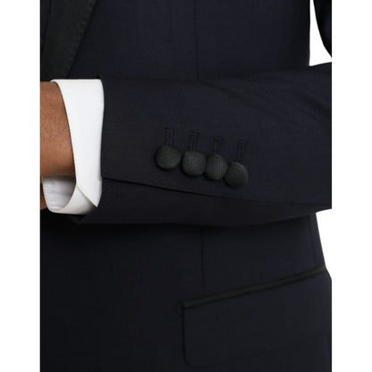 Dolce & Gabbana Blue Wool MARTINI 1 Button Men 3 Piece Suit