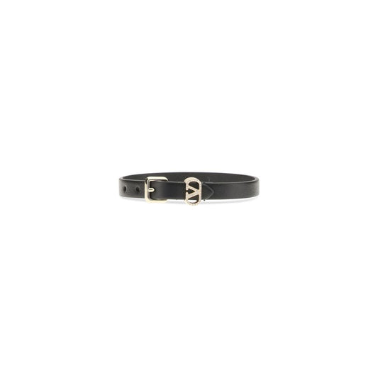 Valentino Garavani Black Calf Leather Bos Taurus Bracelet