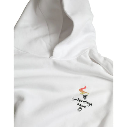 Balenciaga White Cotton Hooded Pullover OVERSIZE Sweater