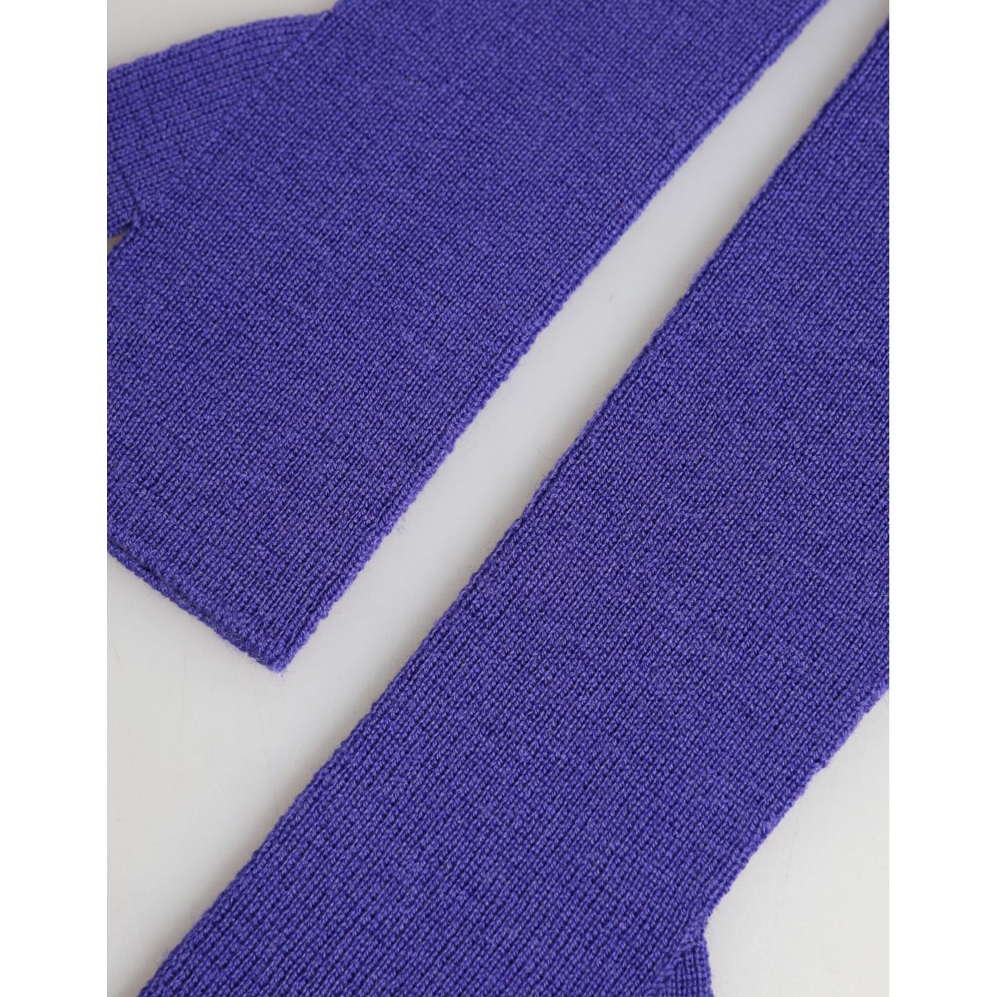 Dolce & Gabbana Violet Wool Fingerless Elbow Length Mitten Gloves