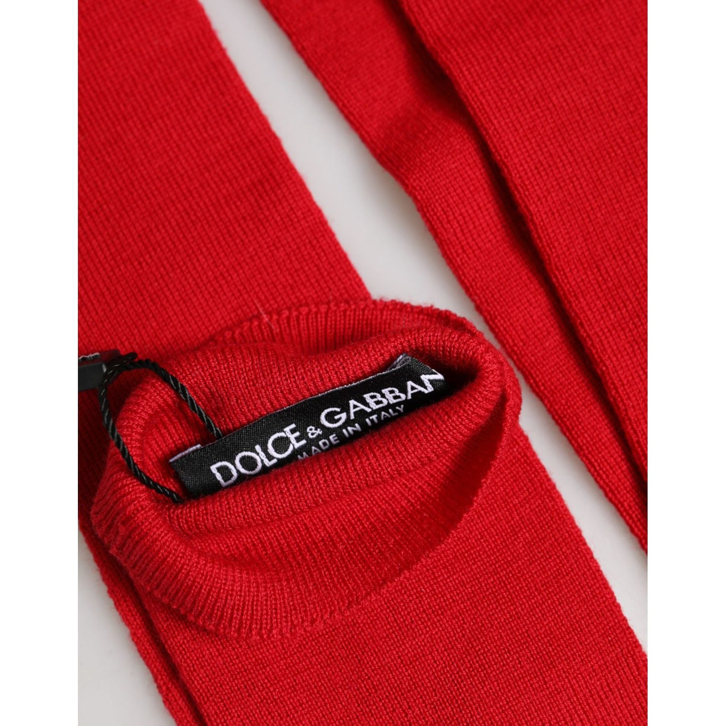 Dolce & Gabbana Red Wool Fingerless Elbow Length Mitten Gloves
