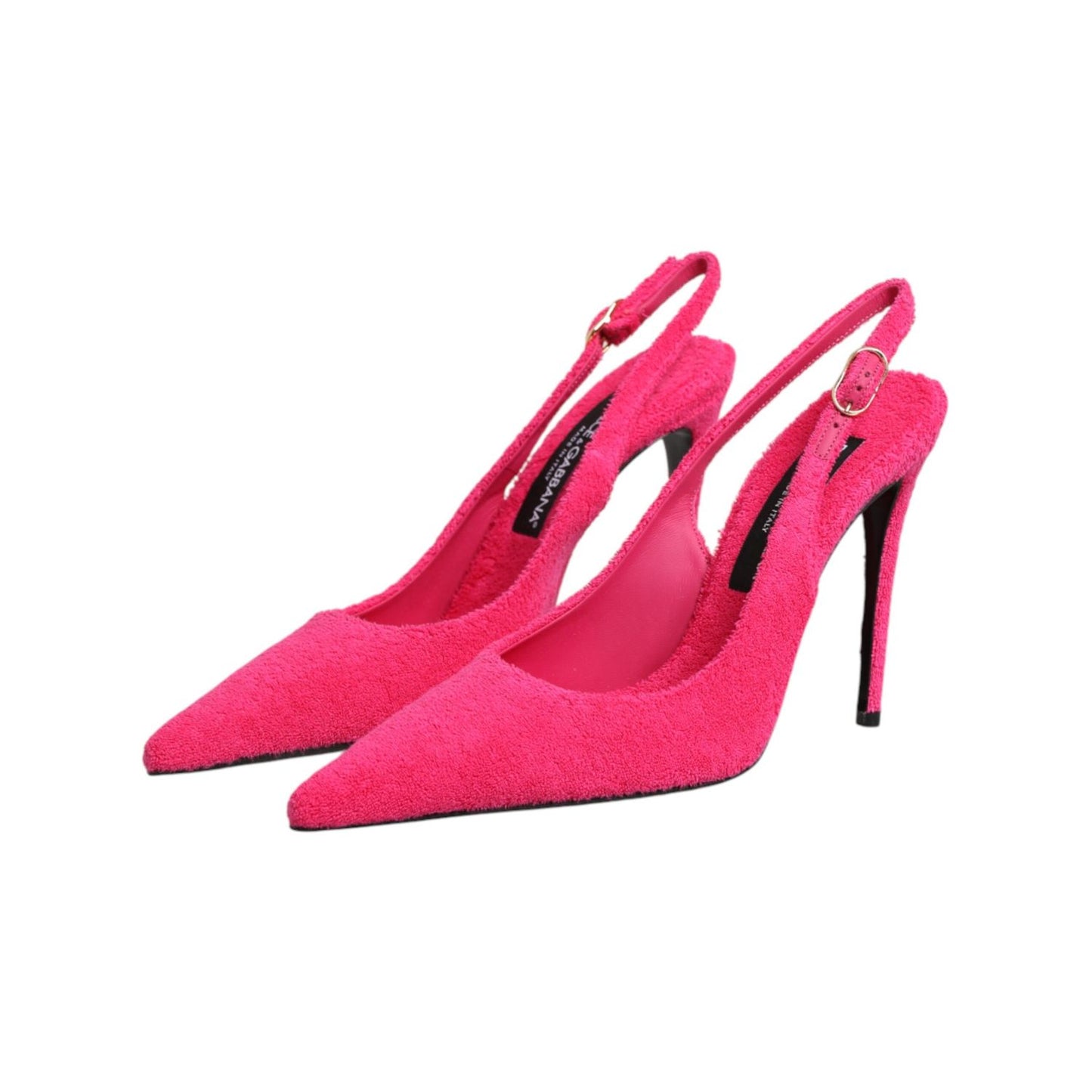 Dolce & Gabbana Pink Terry Cloth High Heels Slingback Shoes