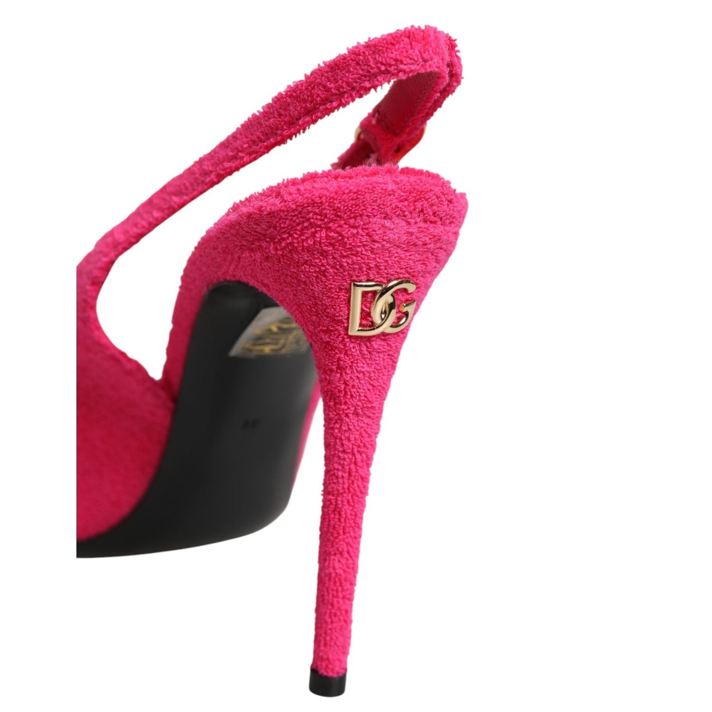 Dolce & Gabbana Pink Terry Cloth High Heels Slingback Shoes