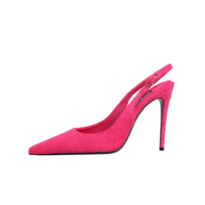 Dolce & Gabbana Pink Terry Cloth High Heels Slingback Shoes