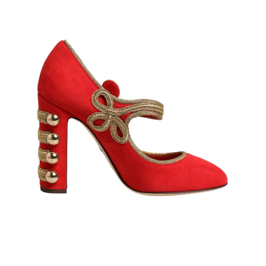 Dolce & Gabbana Red Embellished MARY JANES Pumps  Shoes