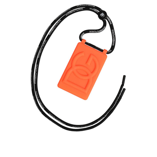 Dolce & Gabbana Holder Neon Orange Rubber DG Embossed Adjustable Badge