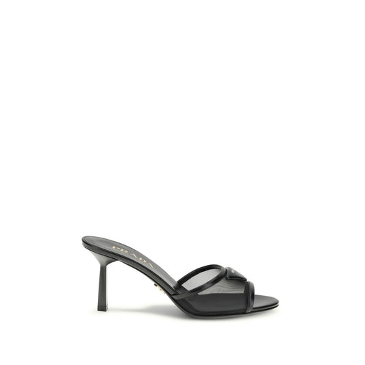 Prada Black Calf Leather Bos Taurus Stiletto Heel Sandals 1728,72470364320,Black,EU38.5/US8.5,New with tags,Prada,Sandals - Shoes,Shoes,Stiletto Heels - Sandals - Shoes,Women