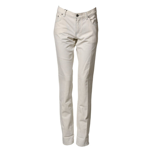 Dolce & Gabbana White Cotton Skinny Denim Trouser Men Jeans