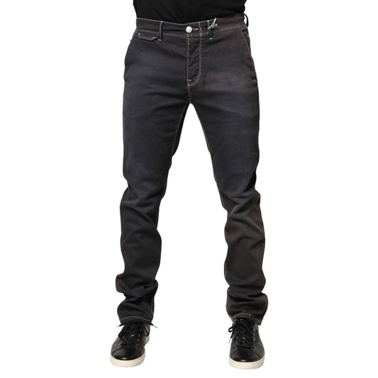 Jeckerson Dark Gray Mid Waist Skinny Fit Men Denim Trouser Jeans