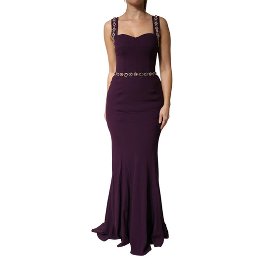 Dolce & Gabbana Violet Embellished Sheath Mermaid Gown Dress