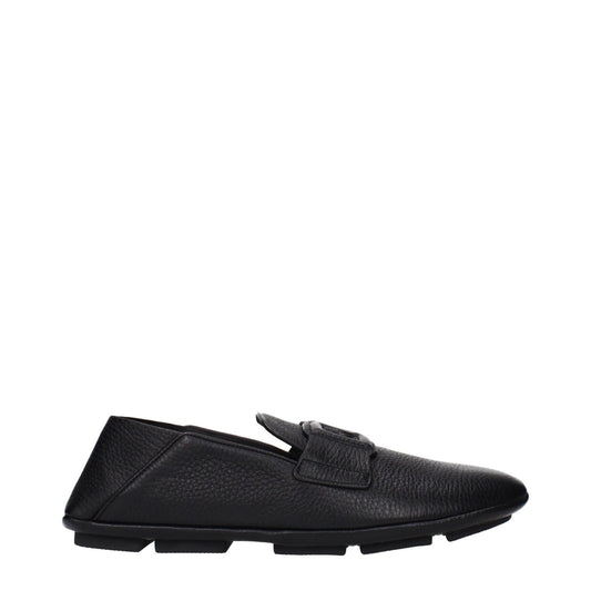 Dolce & Gabbana Black Leather Slip-On Loafers