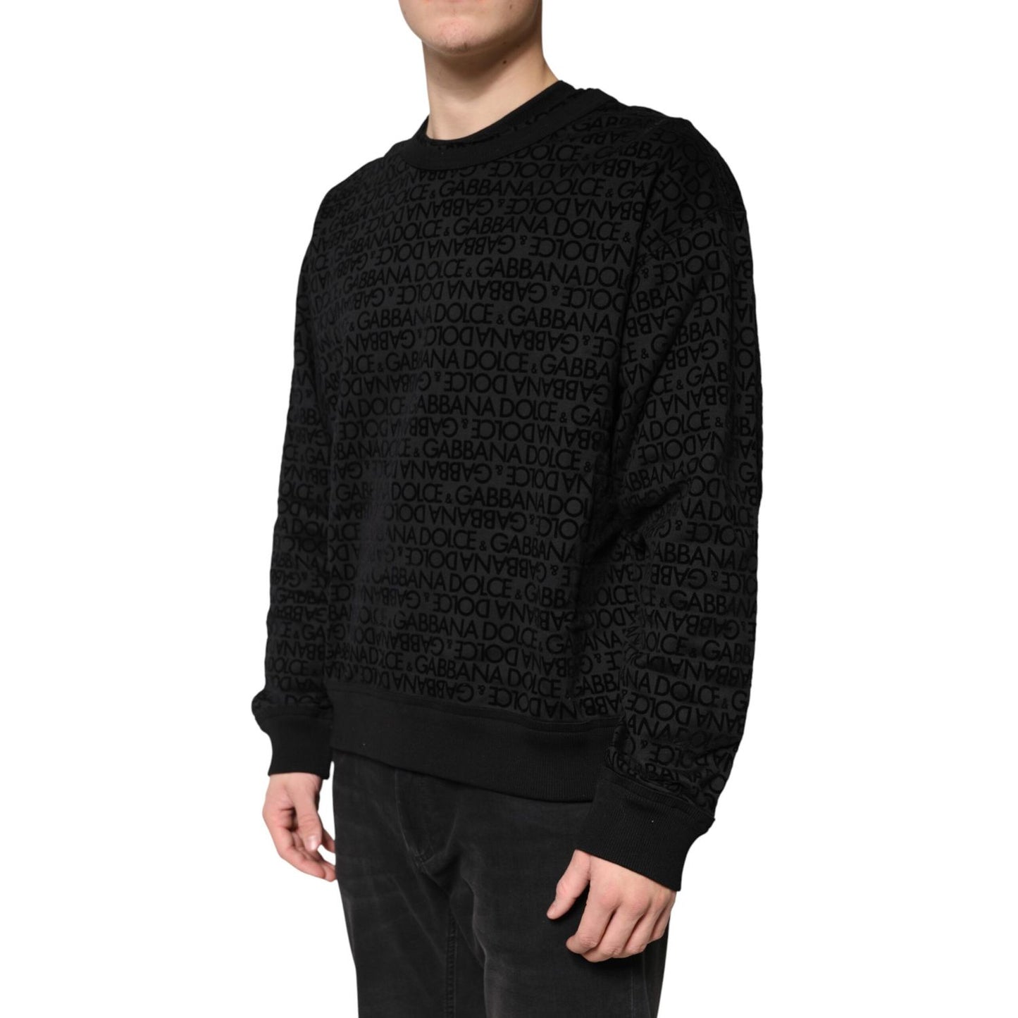 Dolce & Gabbana Black Monogram Crew Neck Sweatshirt Sweater
