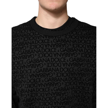 Dolce & Gabbana Black Monogram Crew Neck Sweatshirt Sweater