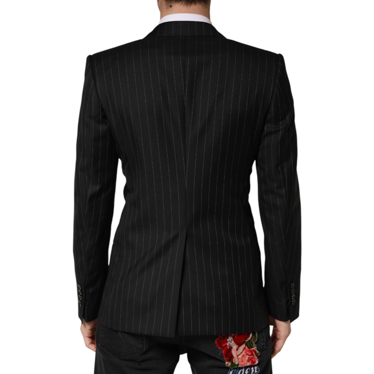 Dolce & Gabbana Black Stripes Double Breasted 2Button Blazer