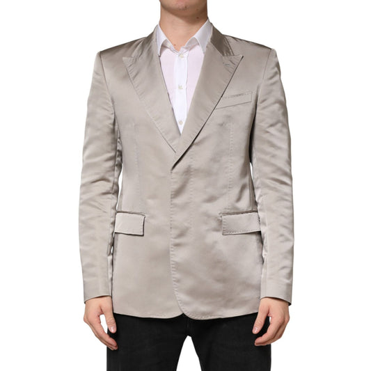 Dolce & Gabbana Beige Silk Single Breasted Jacket Men Blazer