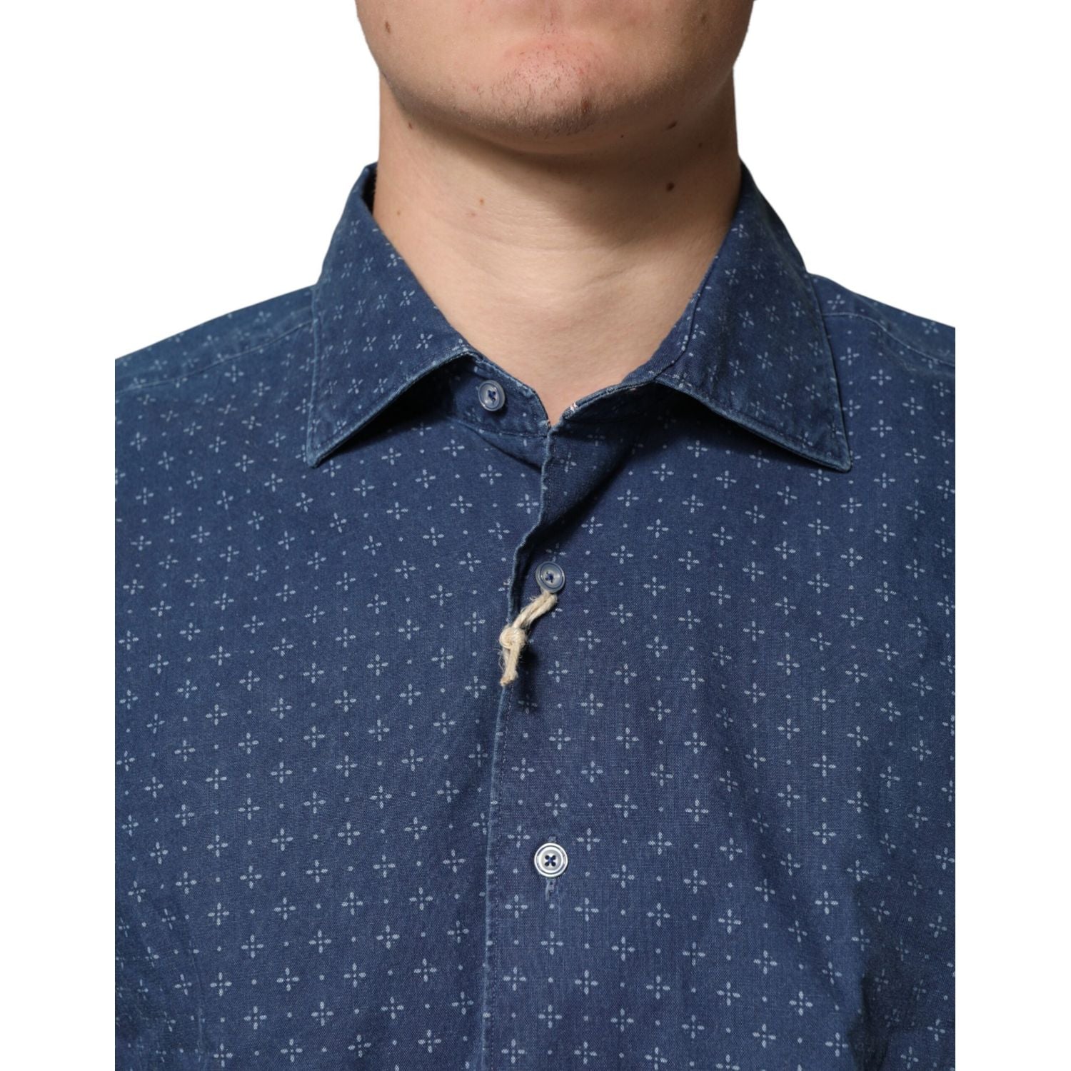 Orian 1968 Blue Button Down Long Sleeves Men Shirt