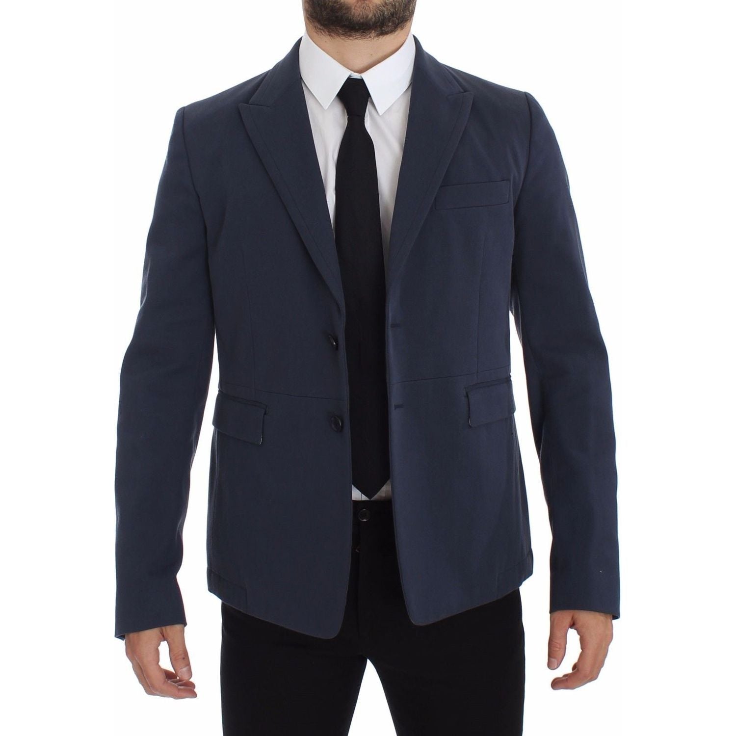 Dolce & Gabbana Elegant Blue Cotton Stretch Blazer Jacket