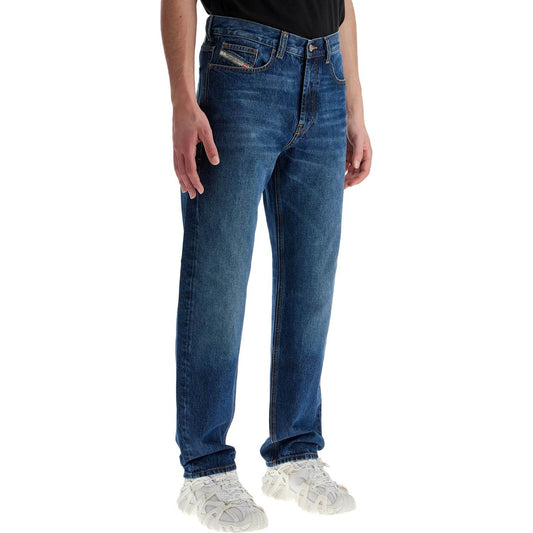 Diesel blue denim straight leg cotton jeans with contrast stitching