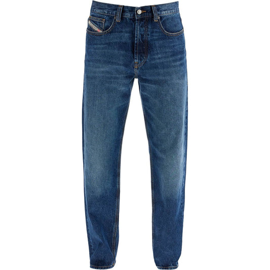 Diesel blue denim straight leg cotton jeans with contrast stitching