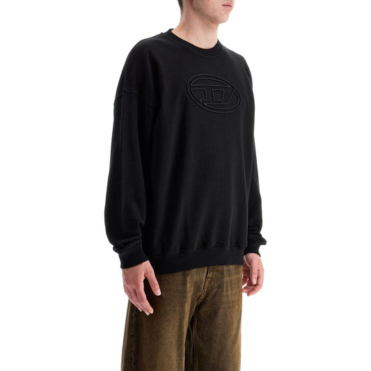 Diesel black cotton sweatshirt with embroidered s-mart-bigoval logo Topwear Diesel Black