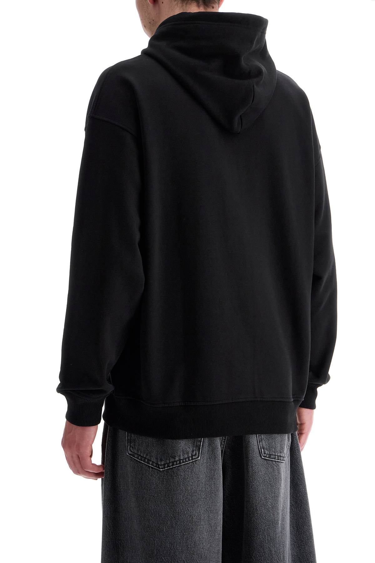 Diesel black cotton hoodie with embossed logo Topwear Diesel