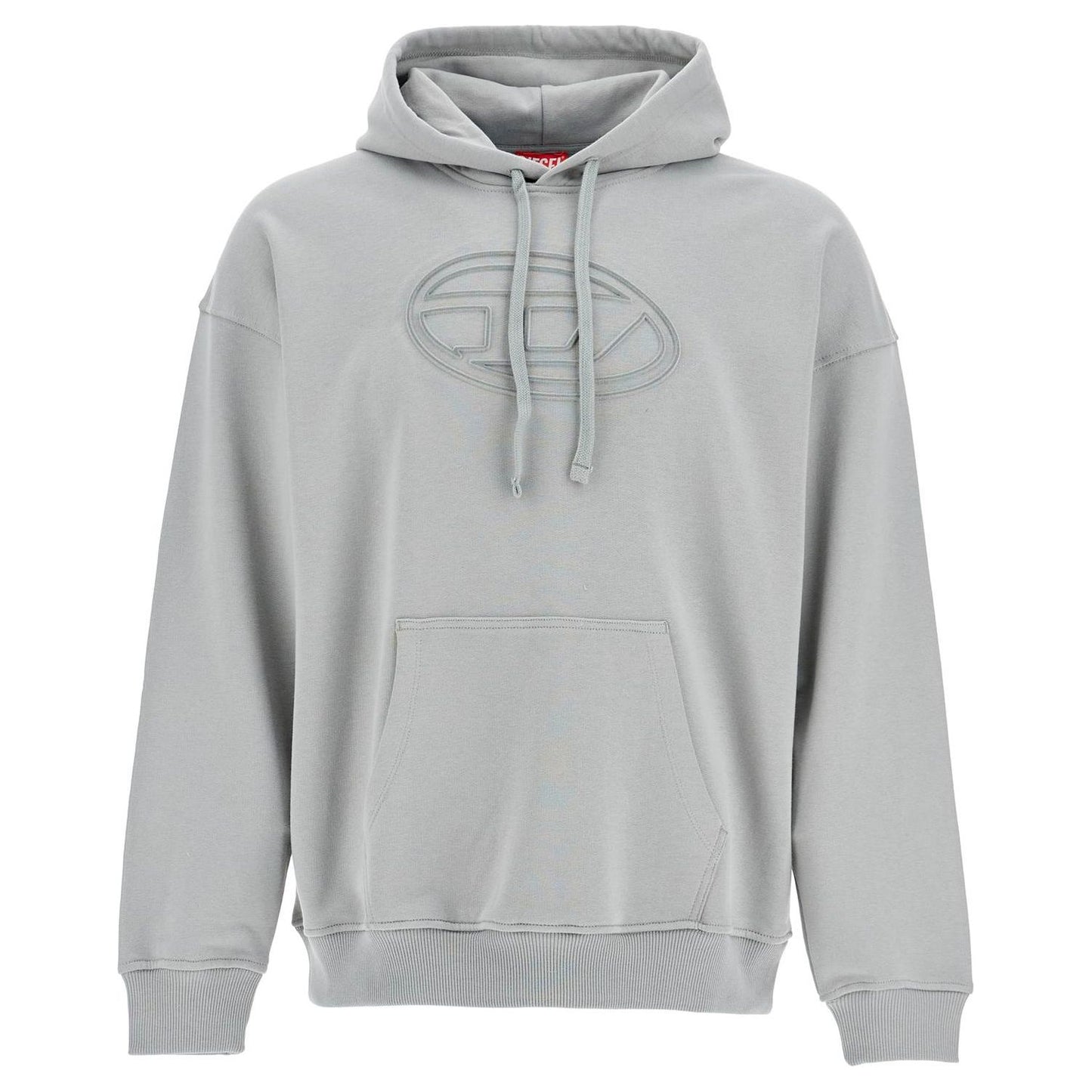 Diesel men's grey cotton hoodie with kangaroo pocket Topwear Diesel