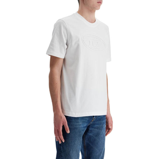 Diesel white cotton t-shirt with embossed logo t-adjust-bigoval