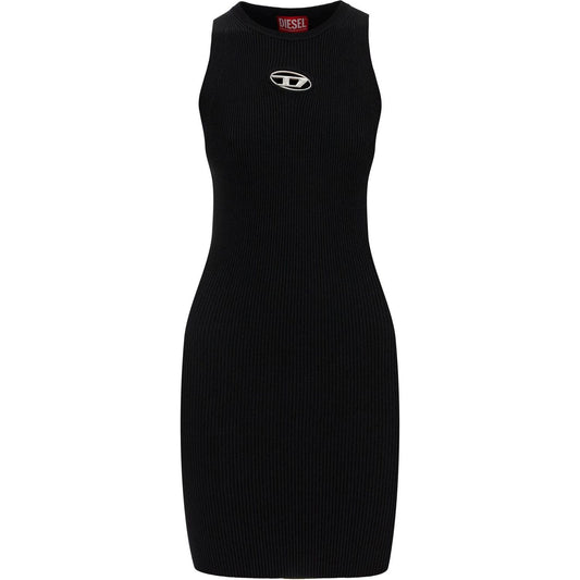 Diesel black ribbed viscose dress with wide neckline