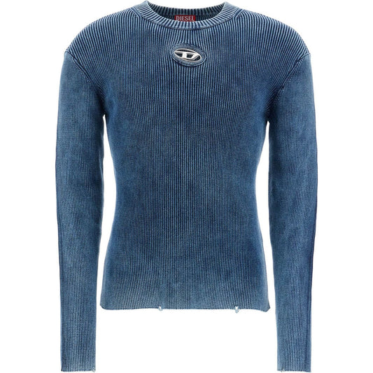 Diesel blue peacoat vertical ribbed cotton sweater