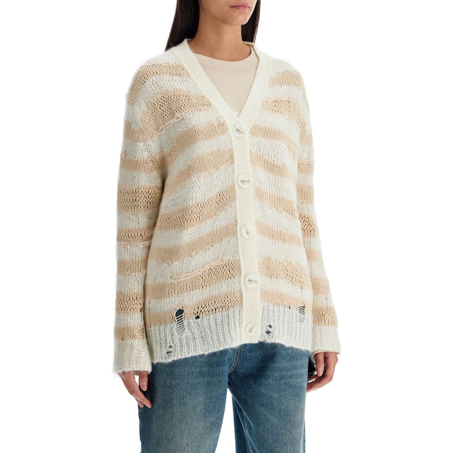 Acne Studios striped distressed cardigan with Knitwear Acne Studios