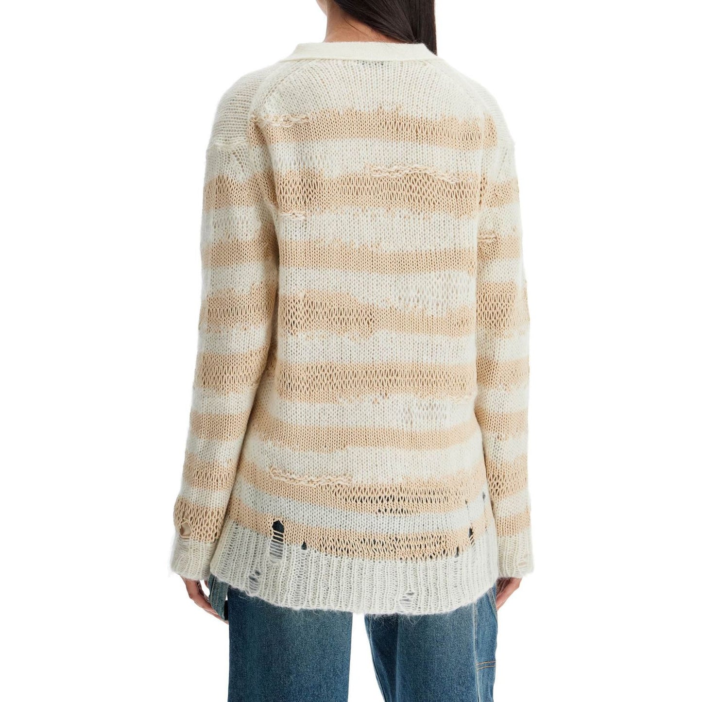 Acne Studios striped distressed cardigan with Knitwear Acne Studios