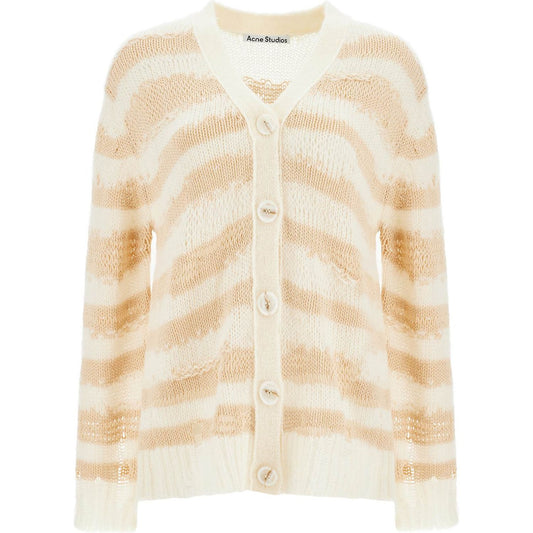 Acne Studios striped distressed oversized cardigan