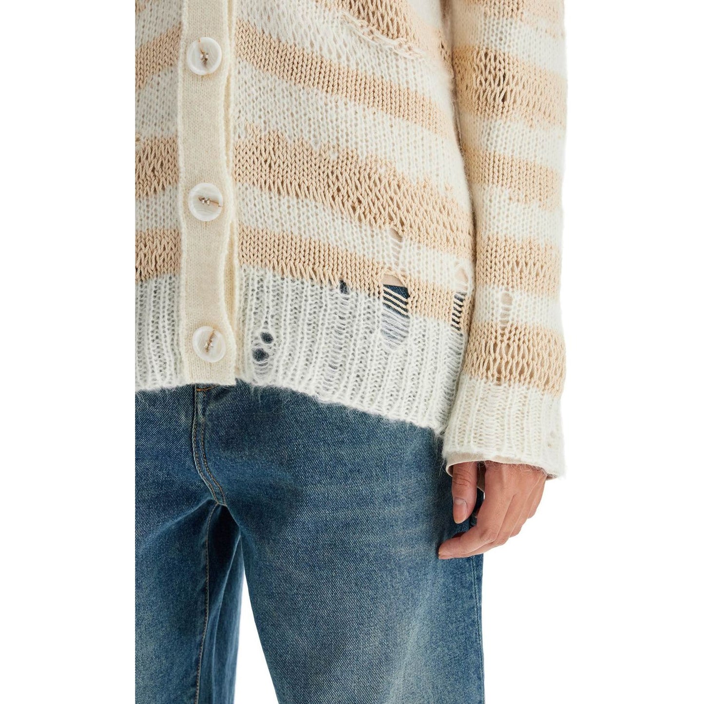 Acne Studios striped distressed cardigan with Knitwear Acne Studios