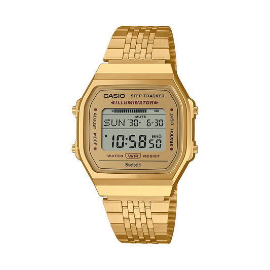CASIO VINTAGE Mod. BLUETOOTH®  SMARTPHONE LINK - GOLD - built-in accelerometer senses body movements + steps counter WATCHES CASIO COLLECTION & VINTAGE Tan