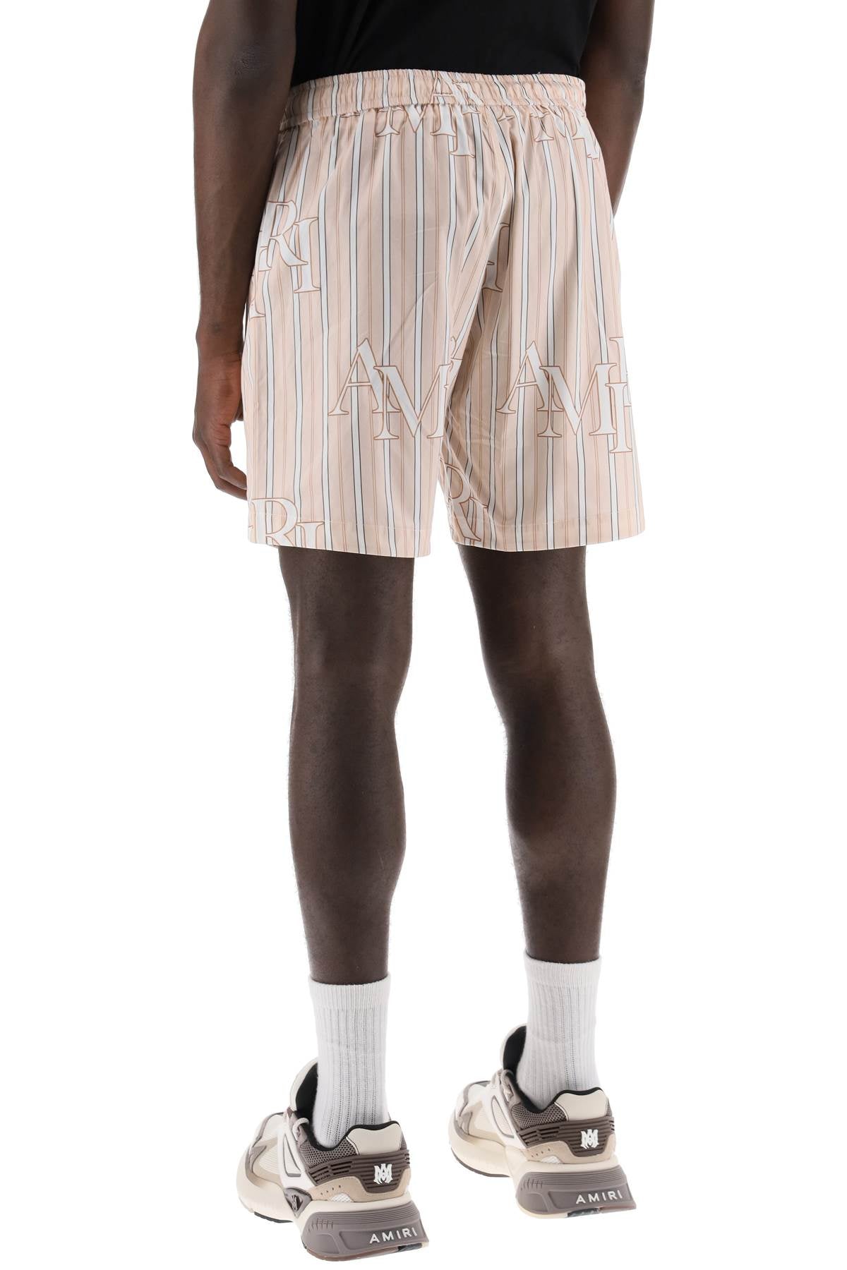 Amiri stripe technical poplin bermuda shorts with logo  "striped