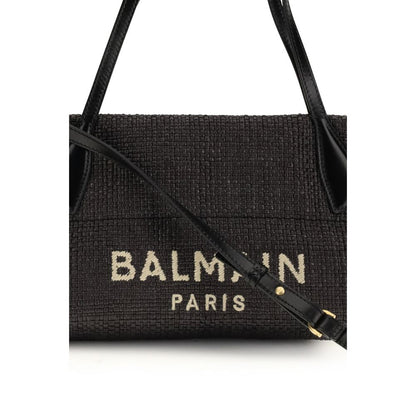 Balmain Black Raffia Shoulder Bag 1728,72470364320,Bags,Balmain,Black,New with tags,Shoulder Bags - Bags,Women