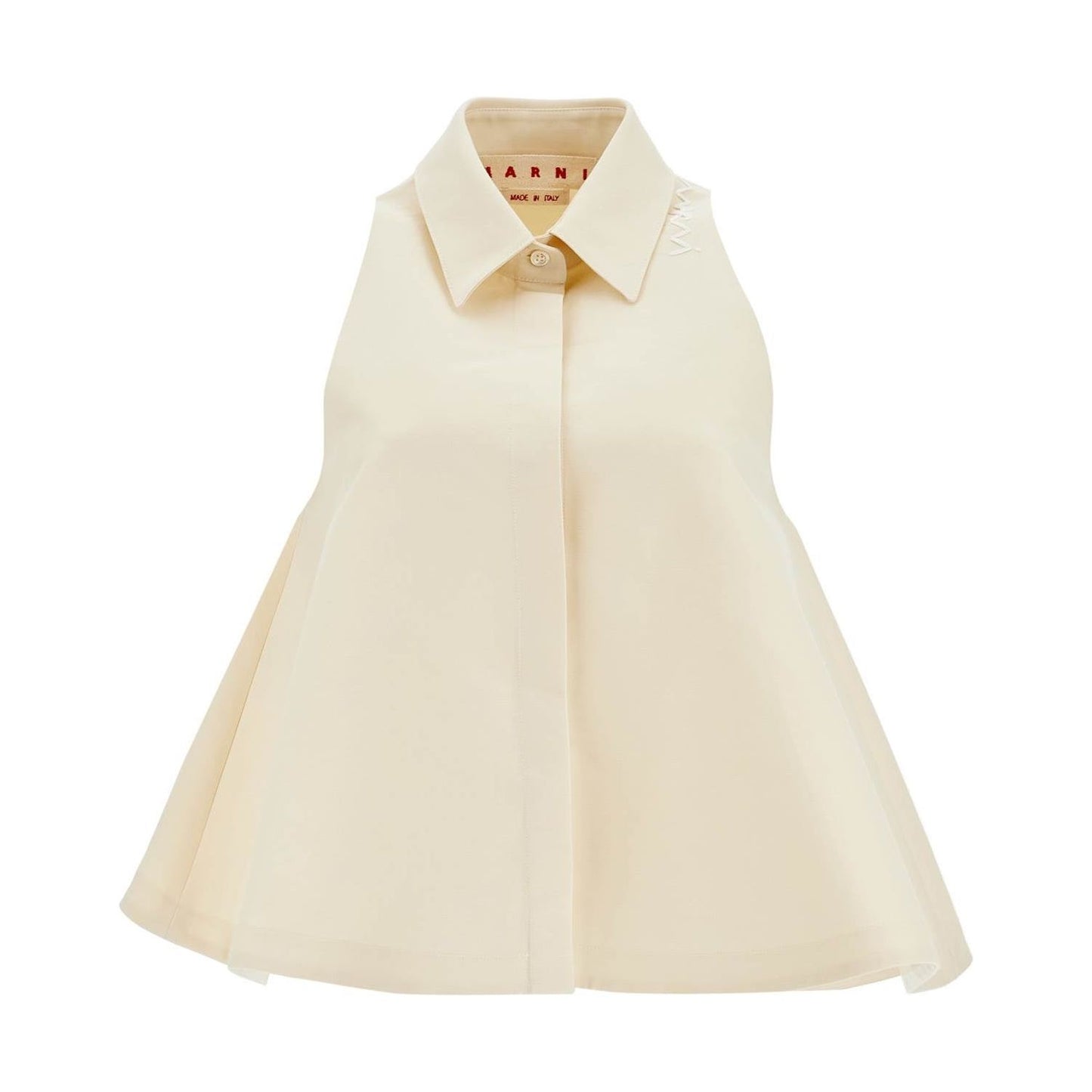 Marni ivory cotton women's shirt with embroidered logo Topwear Marni