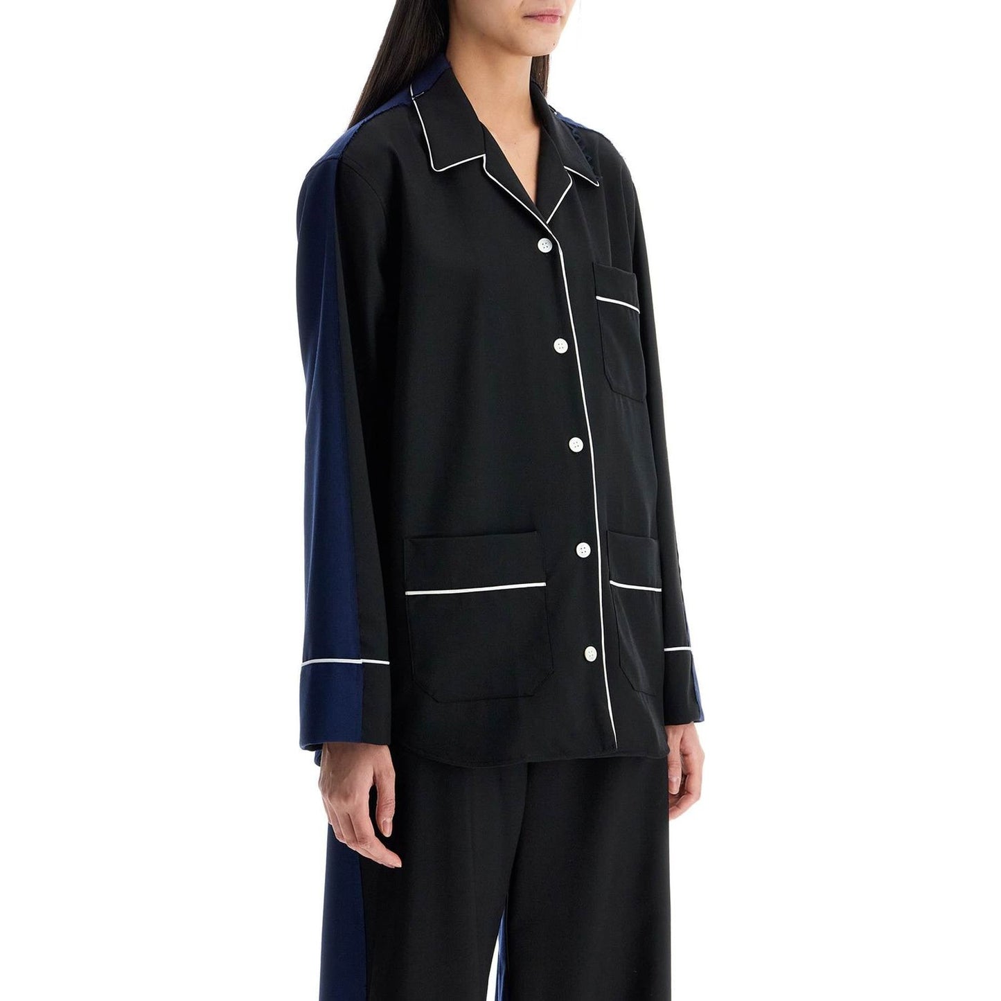 Marni black wool shirt with white stitching Topwear Marni