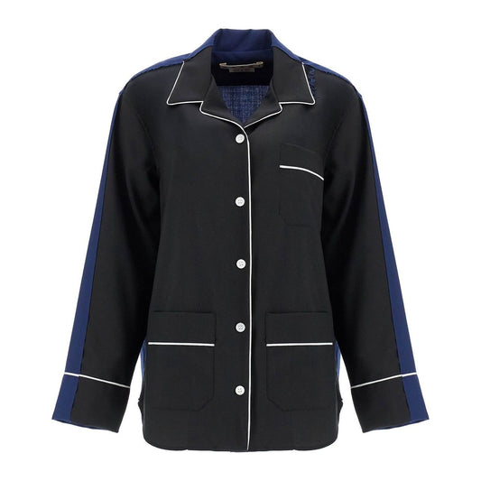 Marni black wool shirt with white stitching