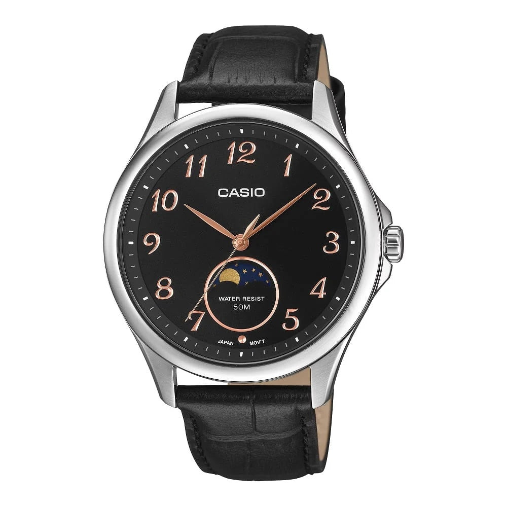 CASIO COLLECTION Mod. MOONPHASES - SILVER LEATHER