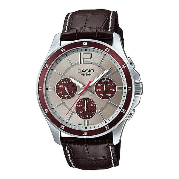 CASIO COLLECTION Mod. MULTIFUNCTION CALENDAR, LEATHER - TWO TONES